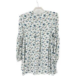 WAYF Floral Print Tunic Dress Size XS Button Close V Neck Long Sleeve